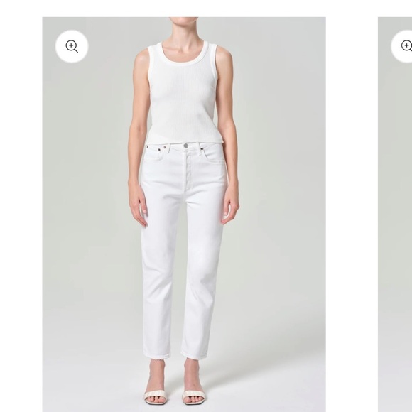 AGOLDE RILEY HIGH RISE STRAIGHT CROP (STRETCH) JEAN IN SOUR CREAM - Picture 5 of 10